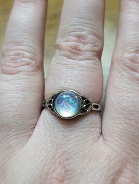 Silver Tone White Galaxy Ring Size 8